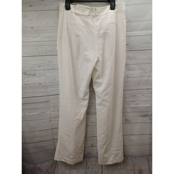 C EST 1946 Ankle Pants Linen Blend Women's Sz 12 White Classic - Picture 3 of 13
